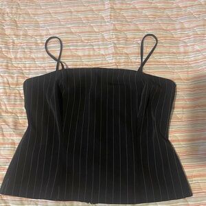 Black Pinstripe Women's Top